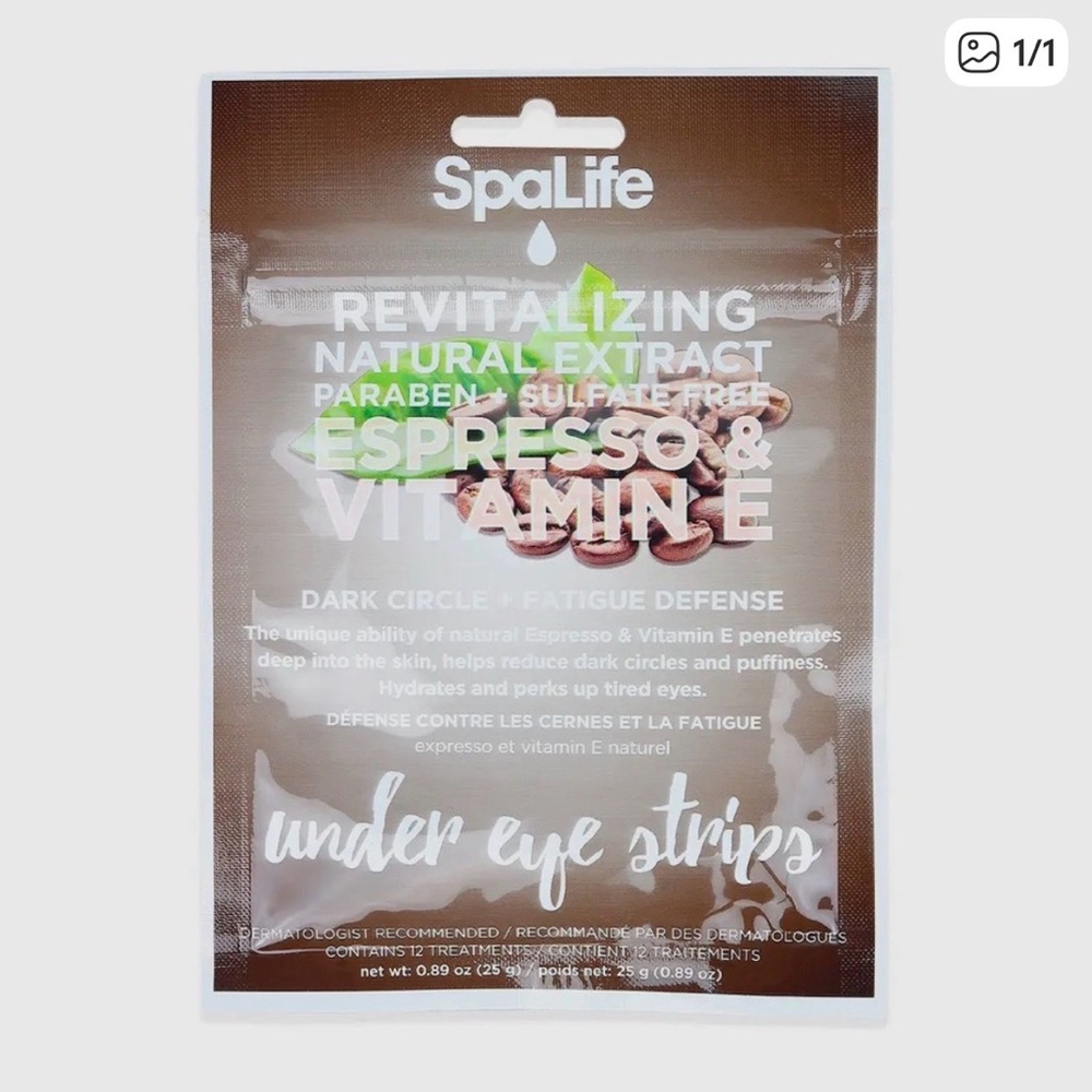 SpaLife Espresso Coffee Under Eye Strips 12ct NEW PC